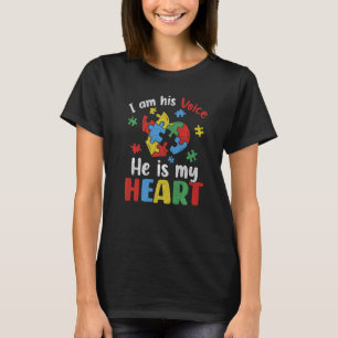 Autism Awareness Son Boys Kids I Am His Voice He I T-Shirt