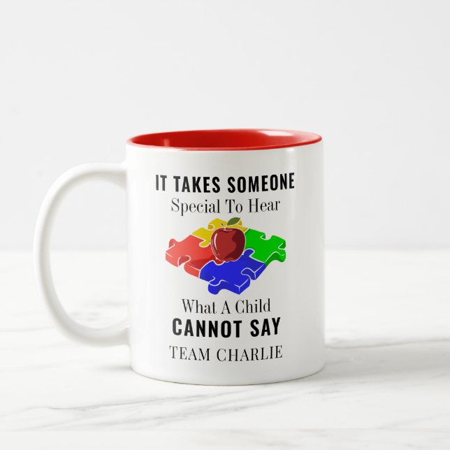 Autism Awareness Special Education Teachers Custom Two-Tone Coffee Mug (Left)