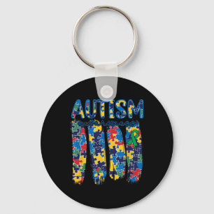 Autism Awareness Spectrum Brushstroke Puzzle Piece Keychain