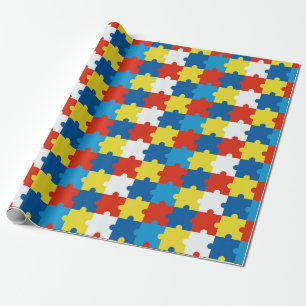 Autism Awareness Spectrum Jigsaw Puzzle Pieces Wrapping Paper