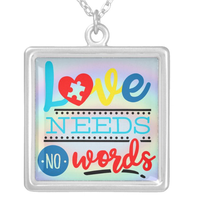 Autism Awareness  sterling silver necklace (Front)