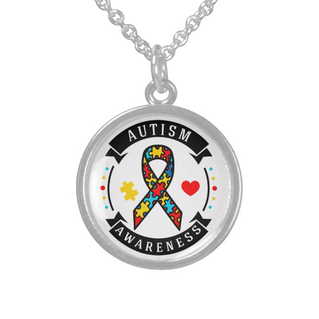 Autism Awareness Sterling Silver Necklace (Front)