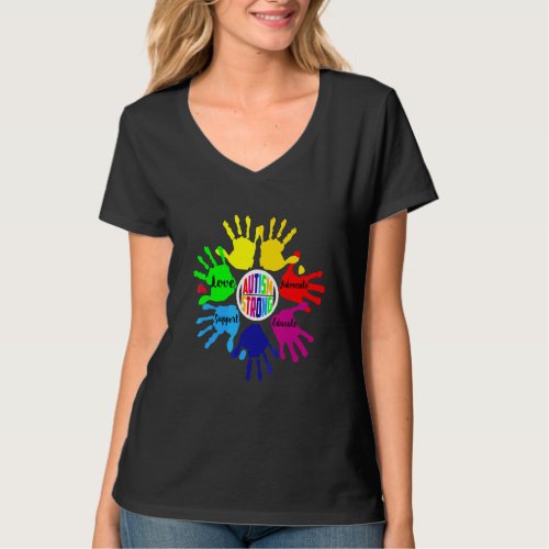 Autism Awareness Strong Love Support Educate Advoc T_Shirt