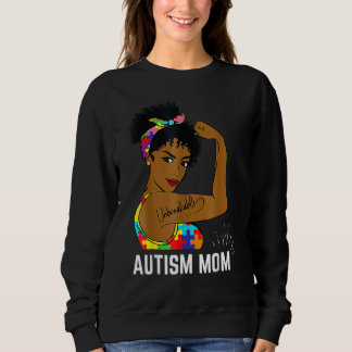 Autism Awareness Strong Mom Afro Mother Black Wome Sweatshirt