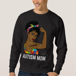 Autism Awareness Strong Mom Afro Mother Black Wome Sweatshirt