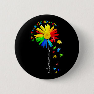 Autism Awareness Sunflower Accept Understand Love  Button
