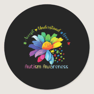 Autism Awareness Sunflower Accept Understand Love  Classic Round Sticker