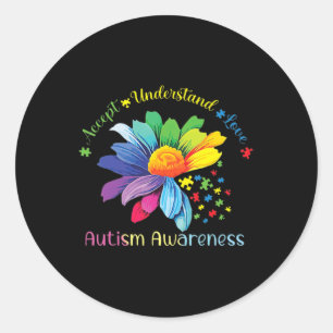 Autism Awareness Sunflower Accept Understand Love Classic Round Sticker