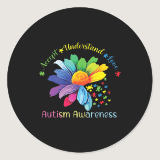 Autism Awareness Sunflower Accept Understand Love  Classic Round Sticker