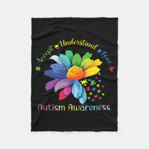 Autism Awareness Sunflower Accept Understand Love Fleece Blanket