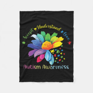 Autism Awareness Sunflower Accept Understand Love Fleece Blanket