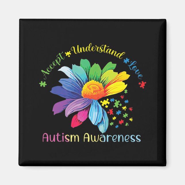 Autism Awareness Sunflower Accept Understand Love  Magnet (Front)