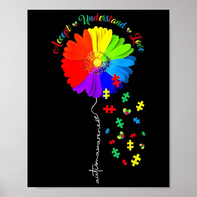 Autism Awareness Sunflower Accept Understand Love  Poster (Front)