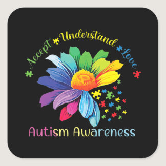 Autism Awareness Sunflower Accept Understand Love  Square Sticker