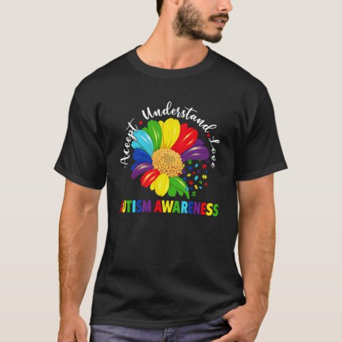 Autism Awareness Sunflower Accept Understand Love  T_Shirt