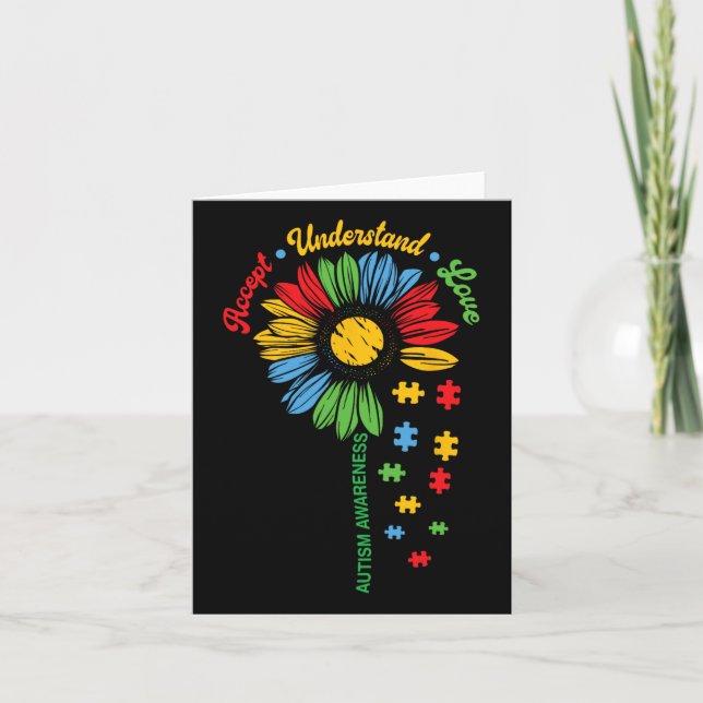 Autism Awareness Sunflower Autistic Support Autism Card (Front)