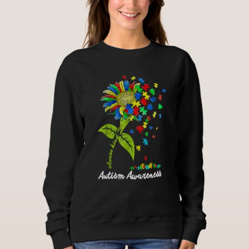 Autism Awareness Sunflower Choose Kind Month Women Sweatshirt