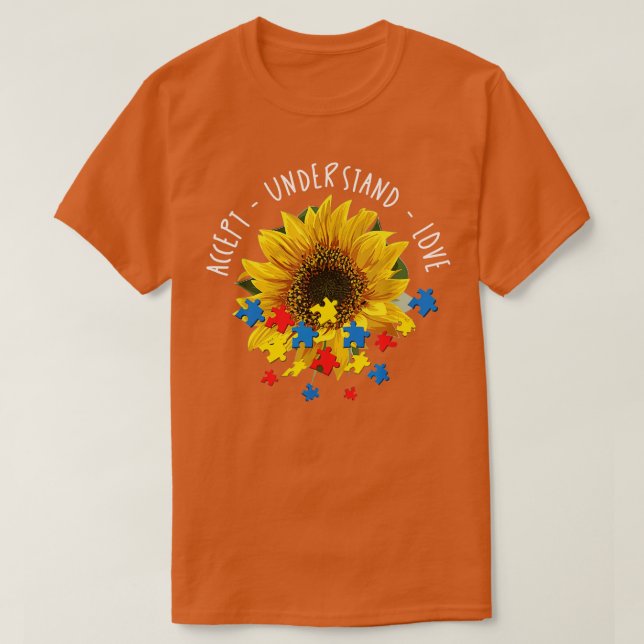 Autism Awareness  Sunflower Lover Gift  T-Shirt (Design Front)