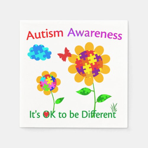 Autism Awareness Sunflower Paper Napkins