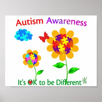 Autism Awareness Sunflower Poster by AutismSupportShop at Zazzle