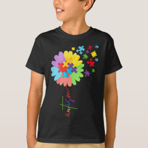 Autism Awareness Sunflower Puzzle Piece  Kids  T-Shirt