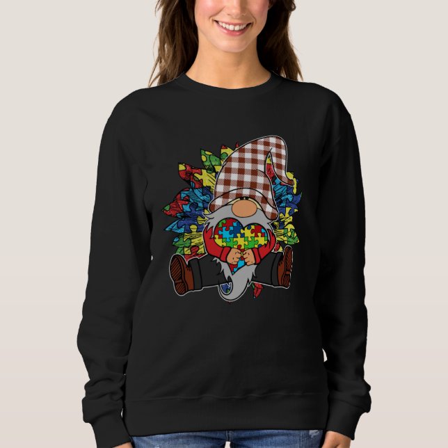 Autism Awareness Sunflower Puzzle Pieces Buffalo P Sweatshirt (Front)