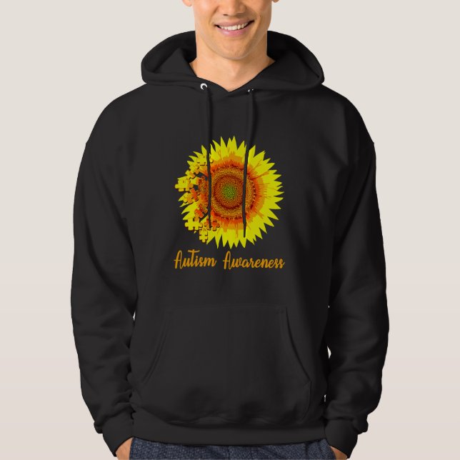 Autism Awareness Sunflower Puzzle Pieces Hoodie (Front)