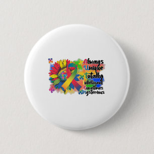 Autism Awareness Sunflower Shirt Autism Always Uni Button