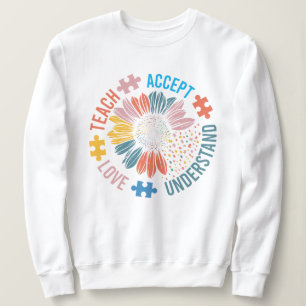 Autism Awareness Sunflower "Teach Love Accept" Sweatshirt