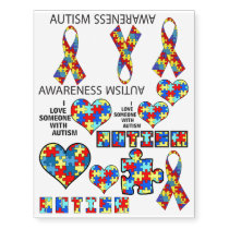 Autism Awareness Support Advocacy Educate Cure Temporary Tattoos