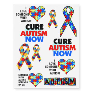 Autism Awareness Support Advocacy Educate Cure Temporary Tattoos