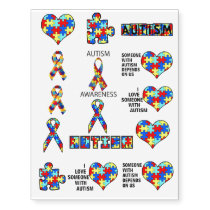 Autism Awareness Support Advocacy Educate Temporary Tattoos