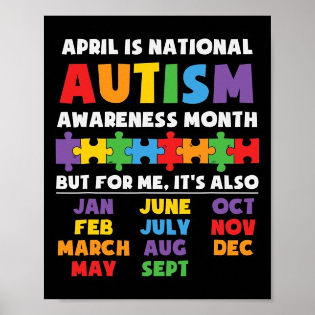 Autism Awareness Support Autism Kids For Mom Dad 2 Poster (Front)