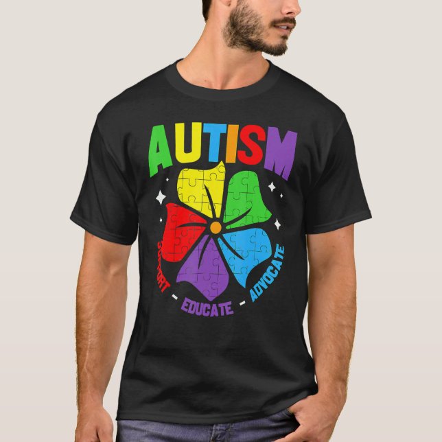 Autism Awareness Support Autism Kids For Mom Dad 3 T-Shirt (Front)