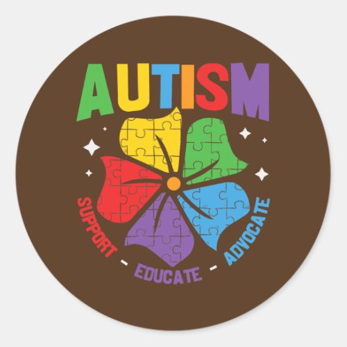 AUTISM AWARENESS Support Autism Kids for Mom Dad  Classic Round Sticker