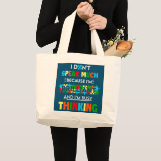 AUTISM AWARENESS Support Autism Kids for Mom Dad  Large Tote Bag