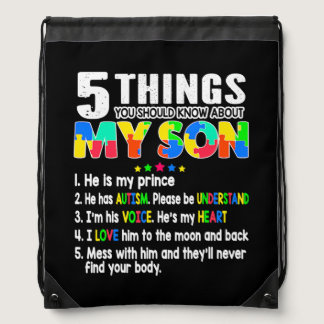 Autism Awareness Support Autism Son Kids for Mom Drawstring Bag