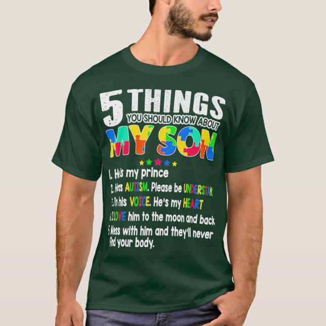 Autism Awareness Support Autism Son Kids for Mom T-Shirt (Front)