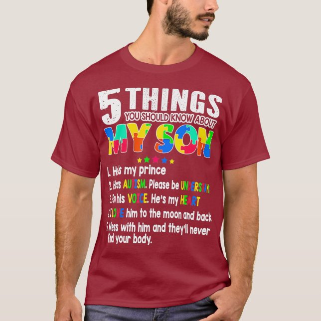 Autism Awareness Support Autism Son Kids for Mom T-Shirt (Front)