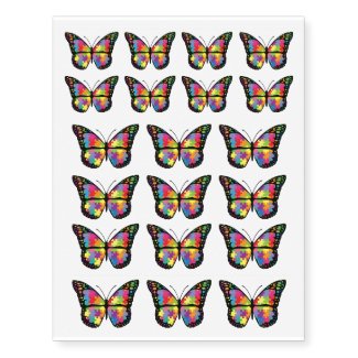 Autism Awareness Support Butterfly Puzzle Temporary Tattoos