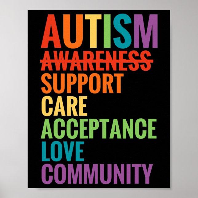 Autism Awareness  Support Care Acceptance Ally Gif Poster (Front)