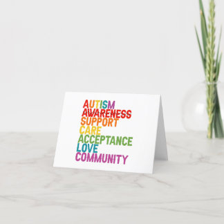 Autism Awareness Support Care Acceptance Ally Gift Thank You Card