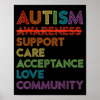 Autism Awareness Support Care Acceptance Ally T-Sh Poster