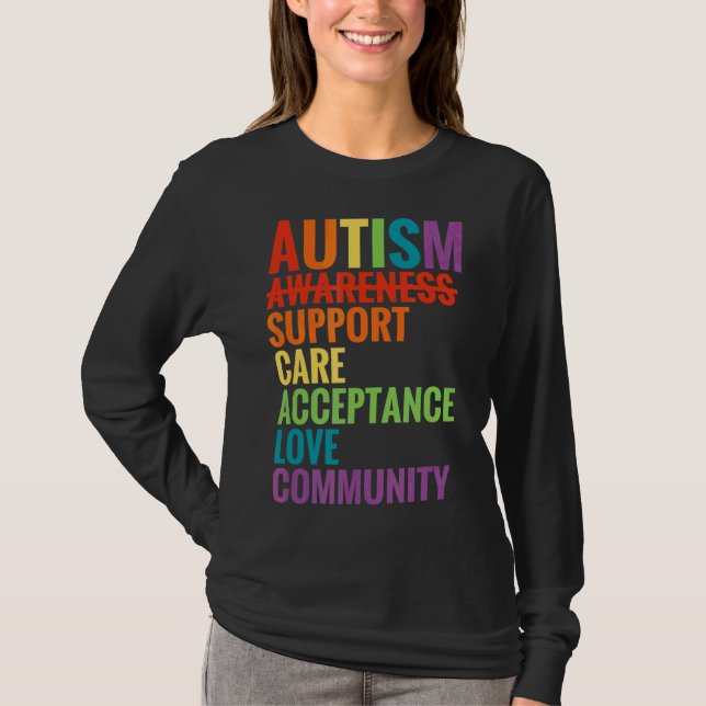 Autism Awareness Support Care Acceptance Ally T-Shirt (Front)