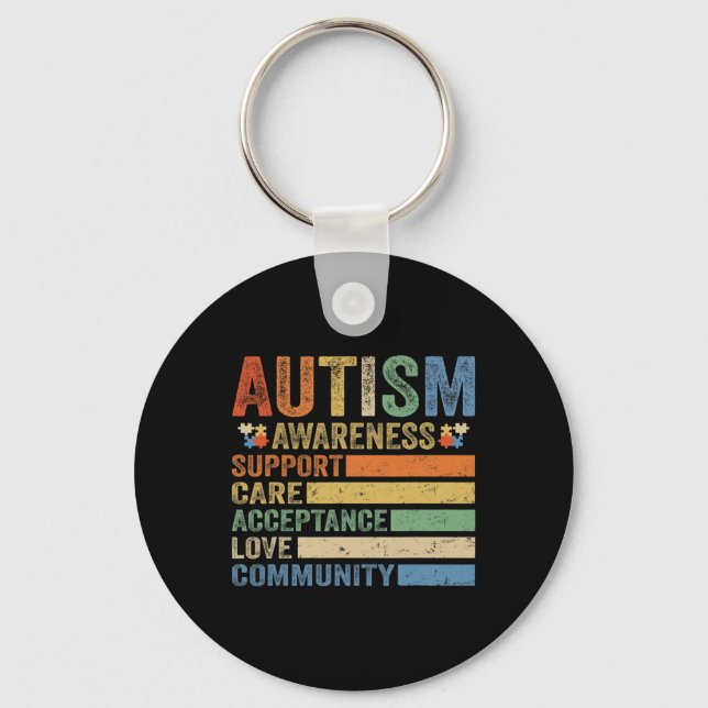 Autism Awareness Support Care Acceptance for women Keychain (Front)