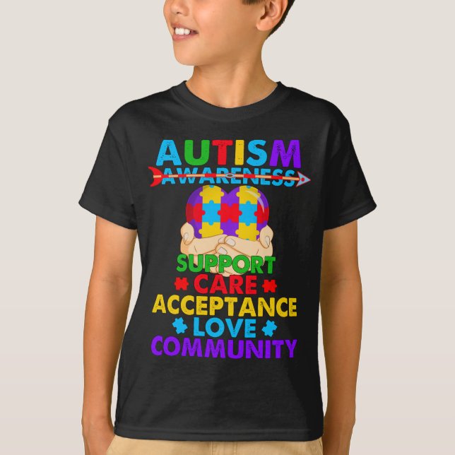 Autism Awareness Support Care Acceptance T-Shirt (Front)