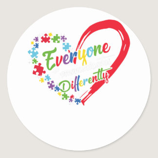 Autism Awareness Support Everyone Communicates Dif Classic Round Sticker