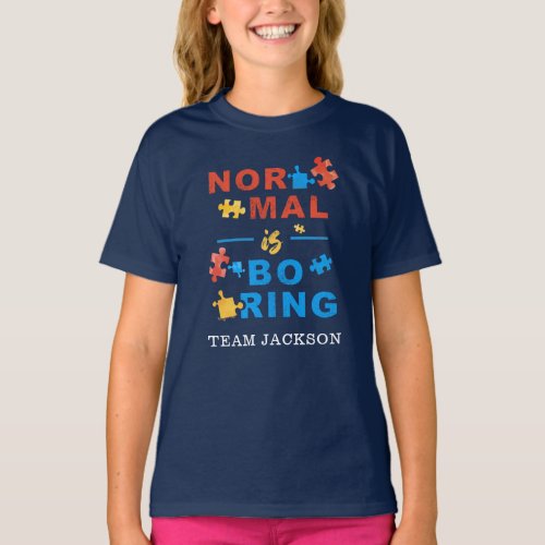 Autism Awareness Support Normal is Boring Puzzles T_Shirt