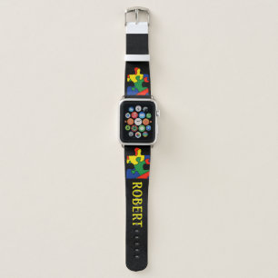Autism Awareness Support Puzzle Piece Add NAME Apple Watch Band
