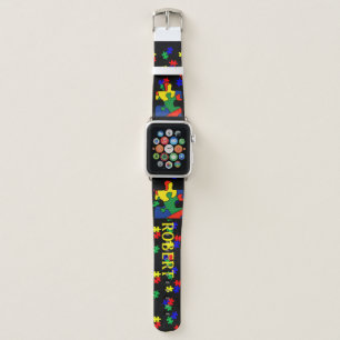 Autism Awareness Support Puzzle Piece Add NAME Apple Watch Band
